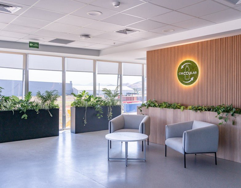 Diseño con plantas de interior en oficinas de CCU Planta CirCCUlar, Santiago