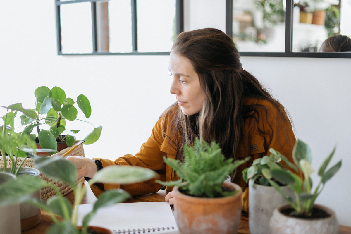 Francisca Álvarez seleccionando especies para un proyecto de diseño botánico